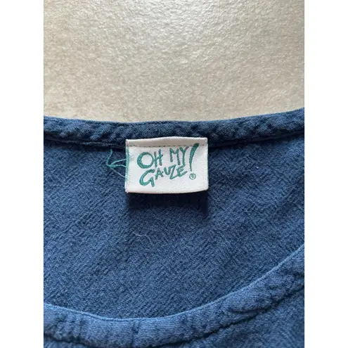 Oh My Gauze Tank Top Womens Blue Purple 100% Cotton USA Minimalist Capsule