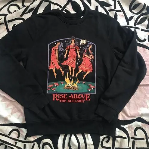 STEPHEN RHODES THREADLESS rise above the bullshit sweatshirt small EUC Black thumbnail 1