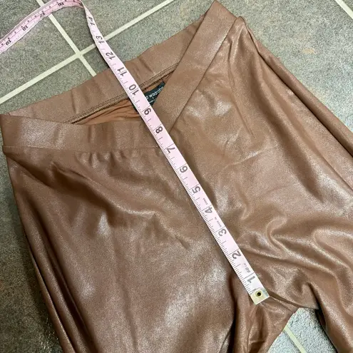 Naked Wardrobe NEW  Drip V-Waist Faux Leather Leggings Pants Brown Small S NWT