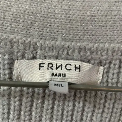 FRNCH Paris Light Grey V Neck Pullover Sweater size M/L