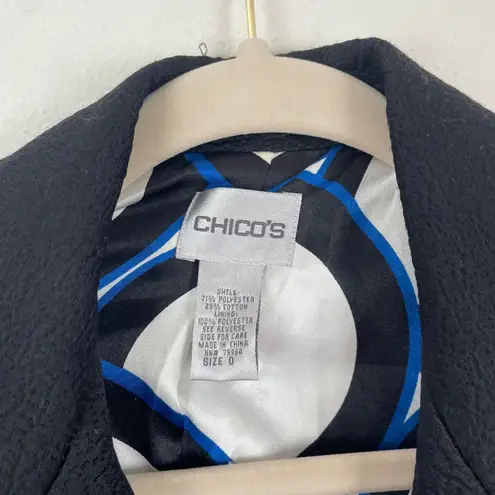 Chico's  Black Textured Quilted‎ Blazer Jacket Size 0/ S Career Office Business