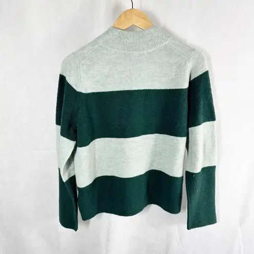 Whistles Stripe Button Neck Jumper Wool Blend Sweater Size Small Green Multi