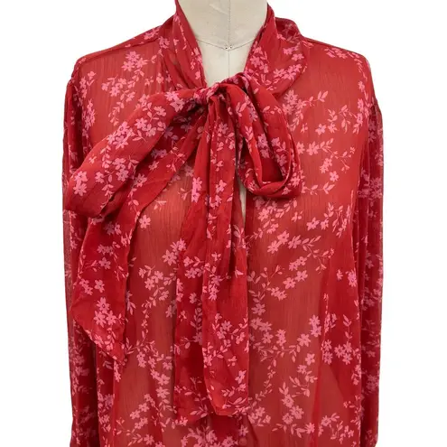 City Chic  Cherry Ditsy Floral Tie Neck Blouse Top Plus Size 18