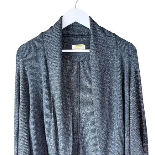 Maeve Anthropologie Cardigan Sweater Ingrid Cocoon Grey Black Ribbed Knit Medium