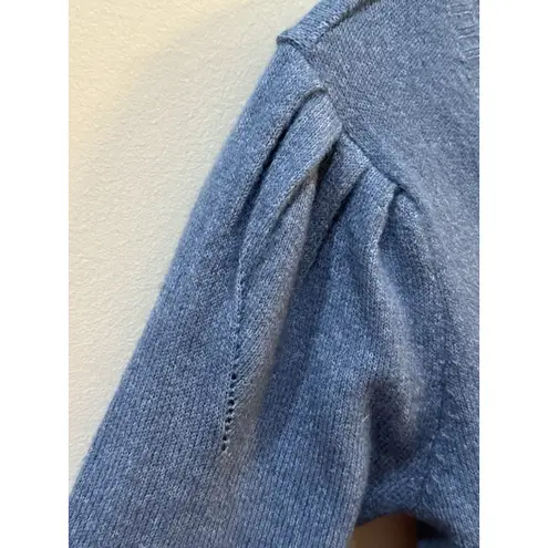 Bishop and Young Blue V Neck Puff Sleeve Sweater Size Small Pullover