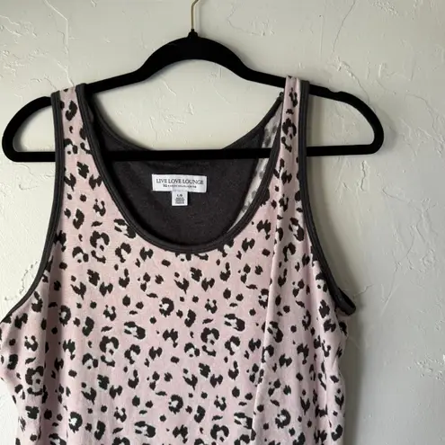 Live Love Lounge Karen Neuburger Size Large Pink Gray Leopard Soft Sleep Tank