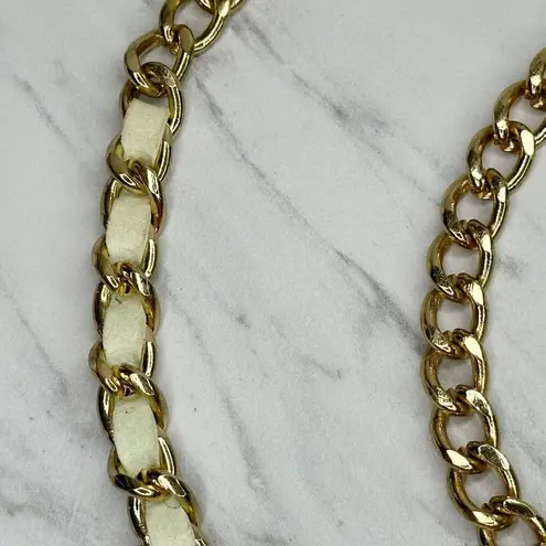 Cream Woven Gold Tone Metal Chain Link Belt One Size ✨