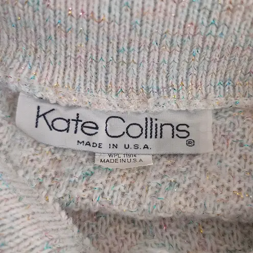 Vintage Kate Collins Iridescent Collar Sweater White Size M