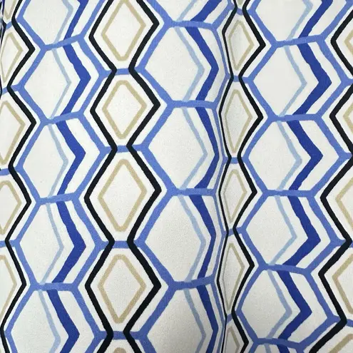 Tail Geo Print Golf Polo Shirt Blue White Tan Zip Neck Stretch M Preppy Sporty Size M