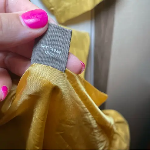 Ryu anthropologie Satin Chartreuse Jacket With Flower Detail Size Small