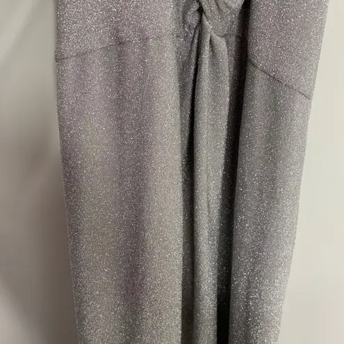 Patbo Lurex Cut Out Maxi Lace Up Dress Silver Sparkle Womens Glamorous Size 10