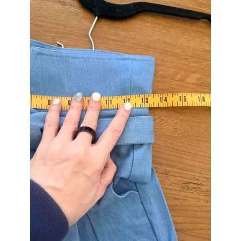 Women's High Waist Blue Trousers with Belt Size 0