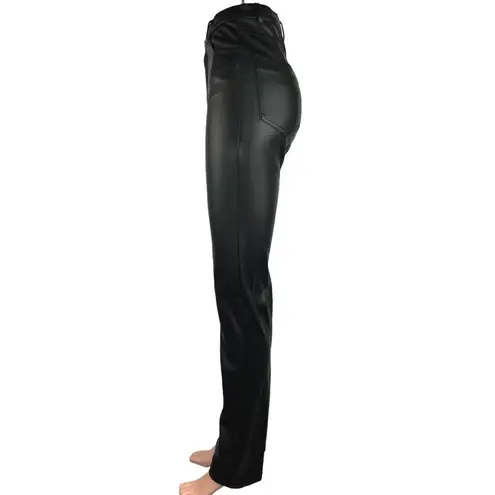 ZARA  Black Faux Leather High Rise Fitted Ankle Straight Leg Pants Size 00