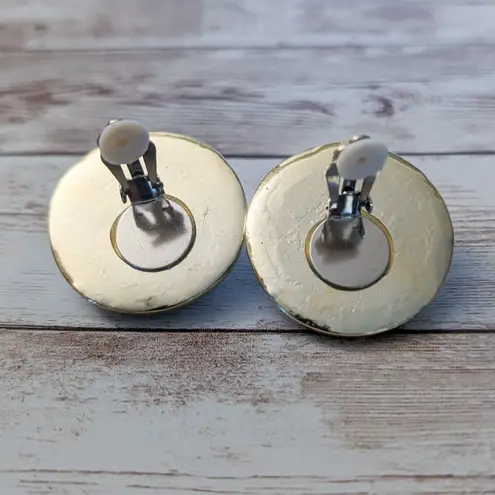 Vintage Clip On Earrings Gold/Silver Tone Rope Design Large Just Under 1 & 5/8"