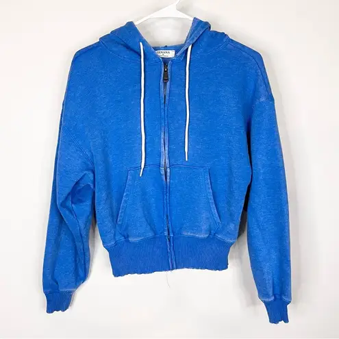 Zenana Outfitters Bright Blue Washed Fleece Full Zip Hoodie Jacket Small NWOT