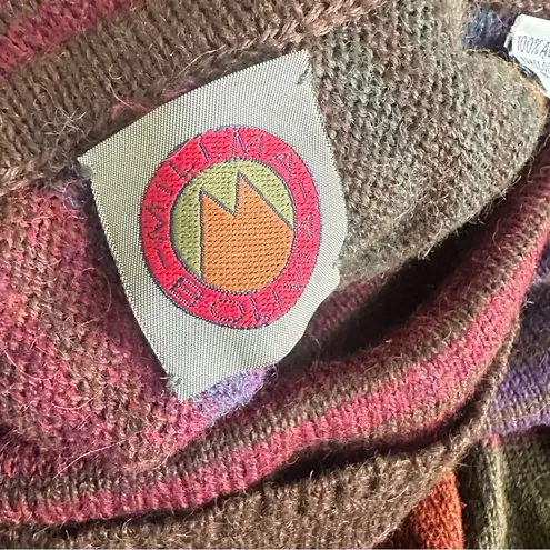 Handmade Millma Bolivia 100% Alpaca Wool Poncho Sweater Medium – Multicolor Geometric