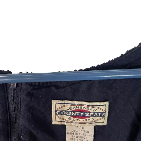 Jeanswear Vintage 90s Women's Size Medium 7/8 Bib Corduroy Dark Blue Dress