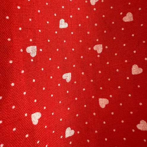 Handmade Vintage Retro Red Heart Print Skirt Fit and flare Ruffle Hem Size 16