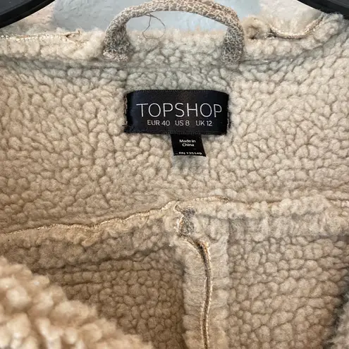 Topshop Sherpa Lined Vest with Hood