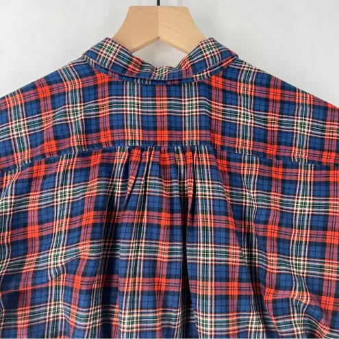 Trovata Birds Of Paradis Marianne Soft Cotton Plaid Ruffle Sleeve Button Up Top Red Size XS