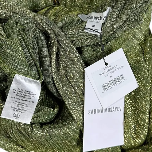 SABINA MUSAYEV Isabello Plisse Midi Dress, Moss Green, Medium Green