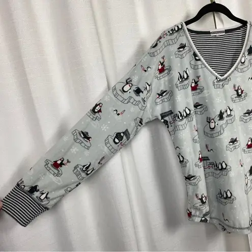 PJ Salvage Gray Fleece Penguin Pajama Set Sz.M Size M