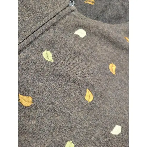 Foxcroft  Women's Full Zip Cardigan Sweater Brown Leaves Size XL