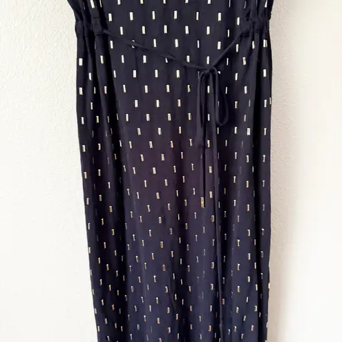 MICHAEL KORS | Black Gold Stud Maxi Dress Short Cap Sleeve Tie Belt | Size XL