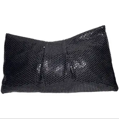 Lumured Vintage Black Beaded Sequin Mesh Envelope Carry Evening Clutch