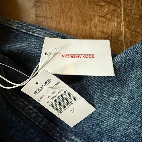 Good American New NWT  blue denim Sherpa jacket Size 0 1 S