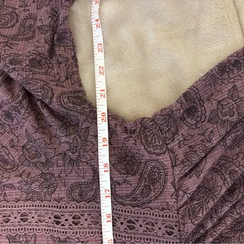 Como vintage Purple Smocked Long Sleeve Blouse