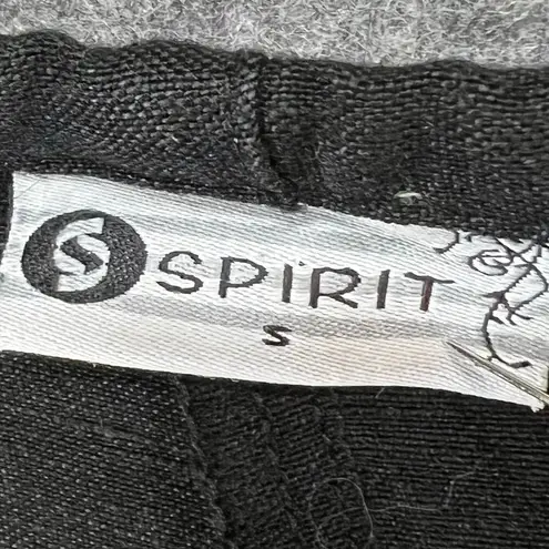 Spirit Vintage Cargo Capri Pants Womens S Black Linen Roll Tab Hem Y2K Coastal