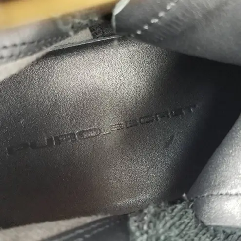 Puro Secret Wedge Platform Textured Leather Ankle Lace Up Boots Size 40 Black