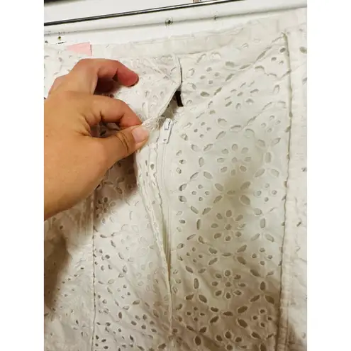 VERONICA BEARD White 100% Cotton Lace Eyelet Scalloped Cuff Riggs Pants Size 8