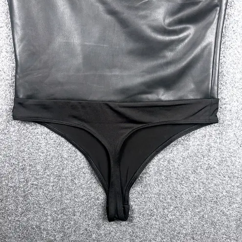 EXPRESS NEW  Black Vegan Leather Sleeveless Bodysuit Capsule Piece Size Small NWT