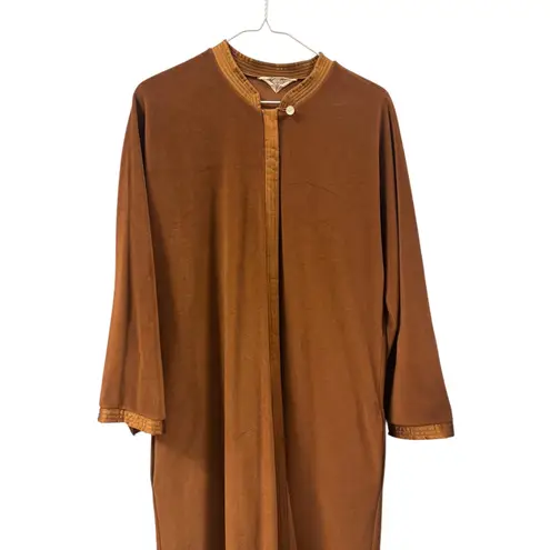 Vanity Fair Vtg Brown Velour Long Sleeve Robe Duster M HouseCoat