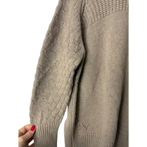 Zadig & Voltaire 100% Cashmere Turtleneck Sweater Cable Knit Taupe M/L