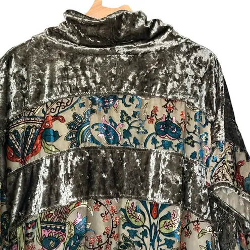 Adore S Olive Crushed Velvet Dolman Sleeve collared Pullover Poncho oversized Green Size 8