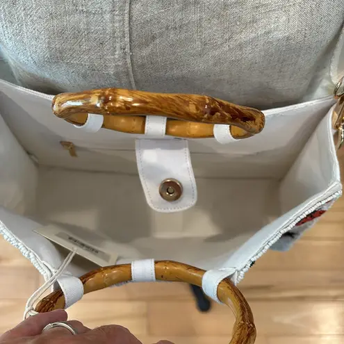 Sol and Mer beaded White and Red strawberry Embroidered Tote crossbody Bag