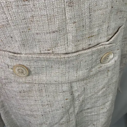 Brooks Brothers Blazer Jacket Womens Size 8 Beige Woven in Italy Career Coat