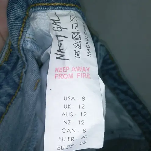 Nasty Gal  Distressed High Waisted Mom Distressed Jeans 8