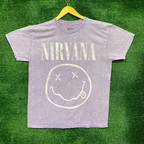 Nirvana Neverind Smiley Mineral Wash Grunge Band Tee L