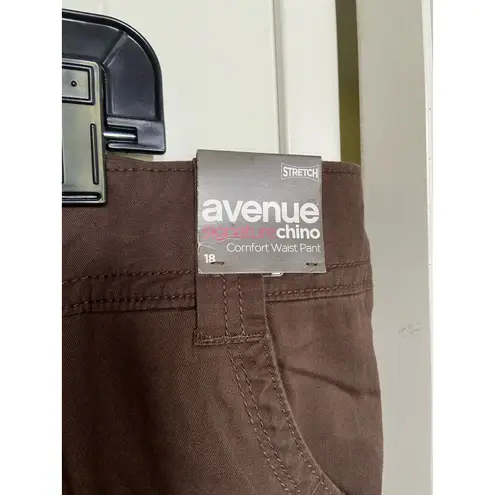 Avenue  Womens Pants Size 18‎ Comfort Waist Signature Chino Chinos Brown NEW