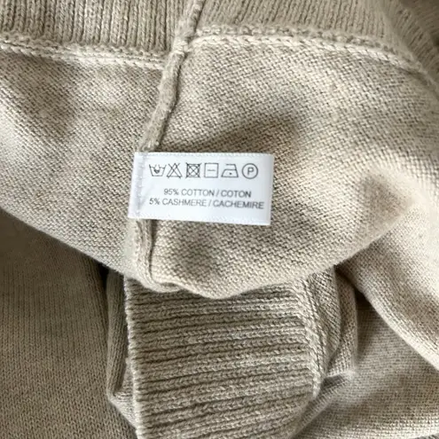 Lisa Todd Love Heart Graphic Knit Sweater Beige Pink Cotton Cashmere Size XS Tan