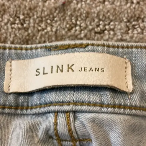 Slinky Brand Slink Light Denim Wash Distressed Crop Jeans