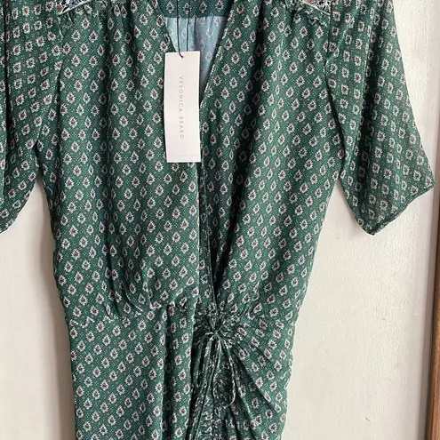 Veronica Beard Mariposa Silk Midi Dress Seagrass Green Multi