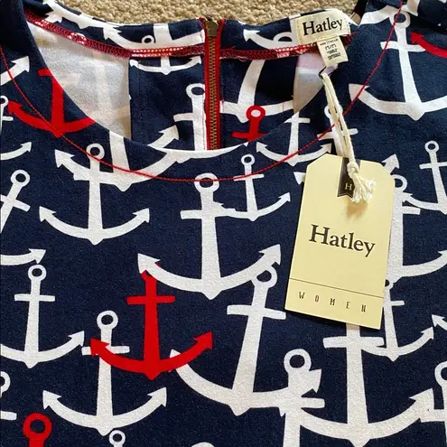 NWT Hatley Scattered Anchors Dress Blue Red White Size Medium