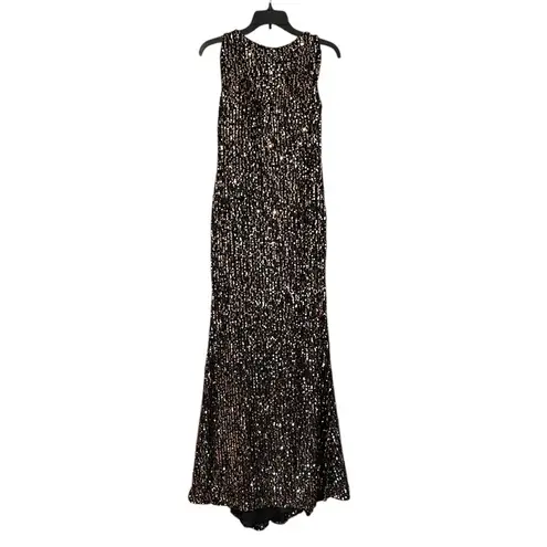 Mac Duggal Size 2 NEW Bronze Cowl Back Boat Neck Sequined Formal Gown 26331