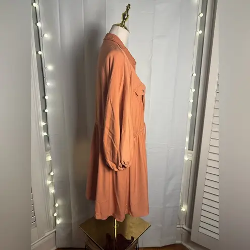 Heyday Orange Bishop Sleeve Shirt Dress