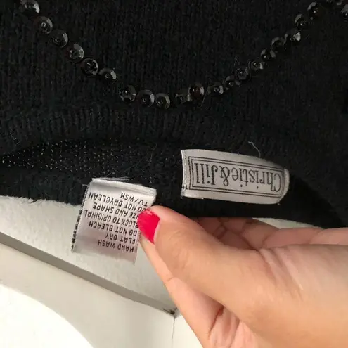 Christie & Jill Silk Wool Plaid Print Crewneck Sweater Tunic Womens Sz M Sequins Size M